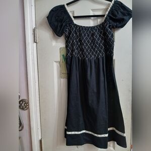 Rock 47 Wrangler Women's Large Dress SmockedKnee Length Off ShoulderBlack1